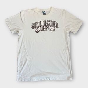 Vtg Hollister Surf‎ Co Graphic Tee XL Off White Cream Single Stitch Y2K Surfwear
